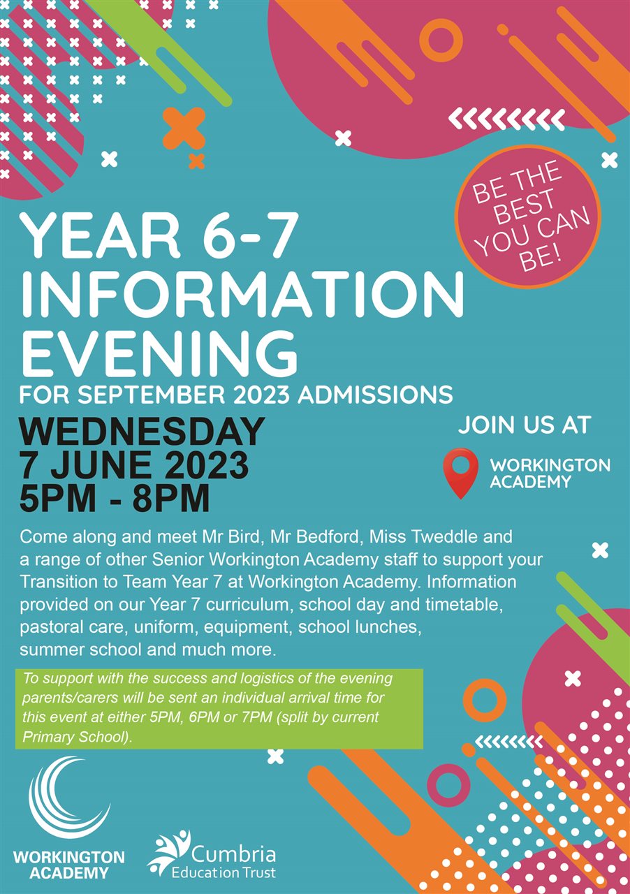 Year 6 7 Information Evening Wednesday 07 June 2023 Workington